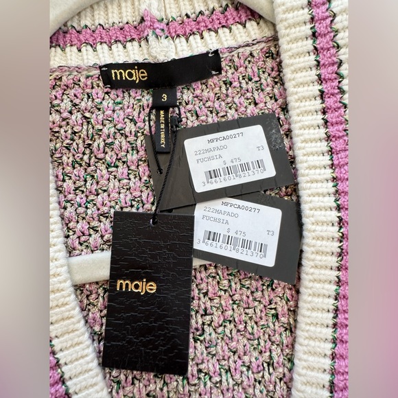 Maje Mapada Marled Cardigan Paprika be with tags jacket button down pink - Picture 15 of 15